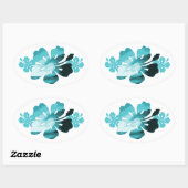 Hibiscus surf stijl ovale sticker (Vel)