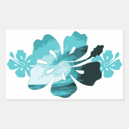 Hibiscus surf stijl rechthoekige sticker