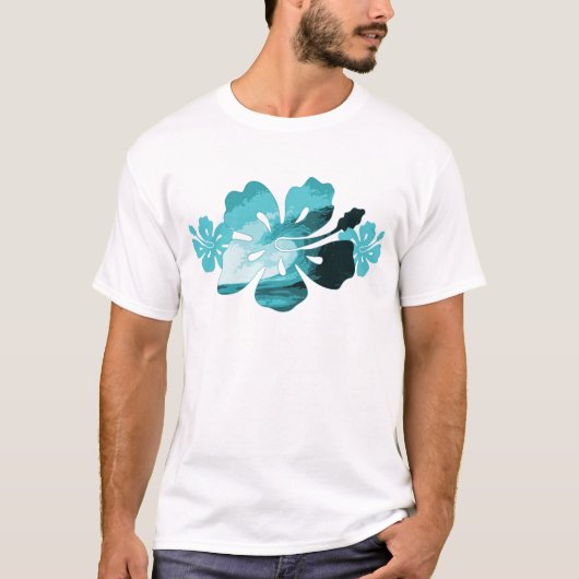 Hibiscus surf stijl t-shirt (Voorkant)