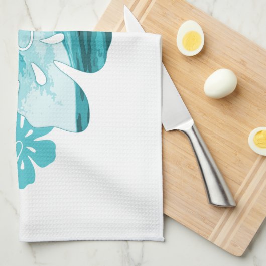 Hibiscus surf stijl theedoek (Quarter Fold)