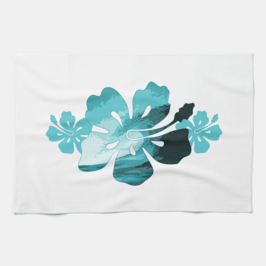 Hibiscus surf stijl theedoek (Horizontaal)
