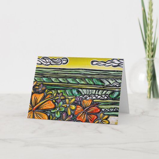 Hibiscus Surf Wenskaart Kaart (Voorkant)