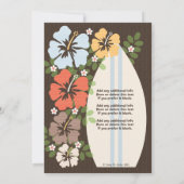 Hibiscus Surfboard Birthday Party Invitations Kaart (Achterkant)