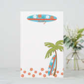 Hibiscus Surfboard Briefpapier (Staand voorkant)