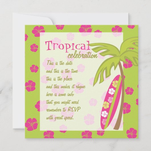 Hibiscus Surfboard Kaart (Voorkant)