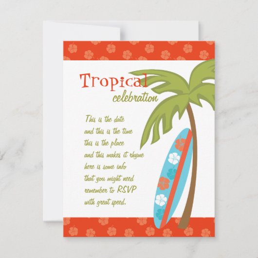 Hibiscus Surfboard Kaart (Voorkant)