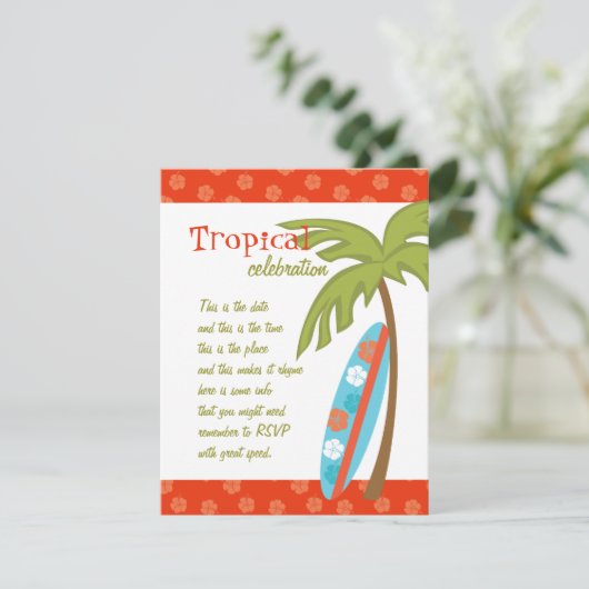 Hibiscus Surfboard Kaart (Staand voorkant)