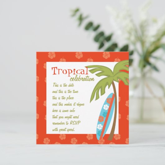 Hibiscus Surfboard Kaart (Staand voorkant)