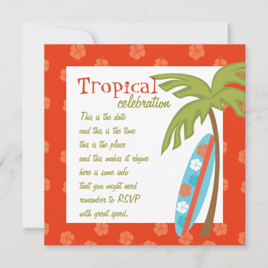 Hibiscus Surfboard Kaart (Voorkant)