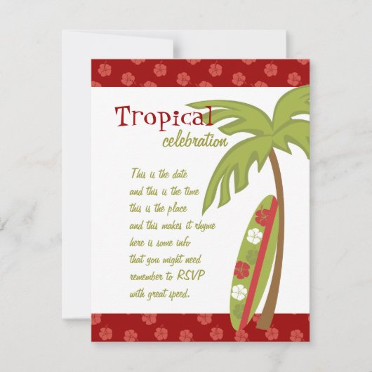 Hibiscus Surfboard Kaart (Voorkant)