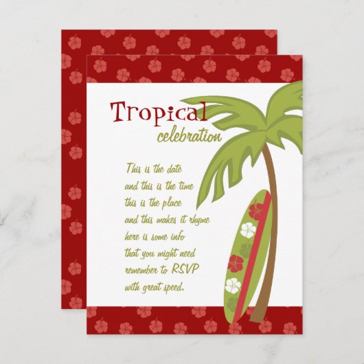 Hibiscus Surfboard Kaart (Voorkant / Achterkant)