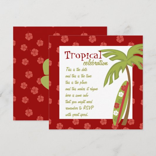 Hibiscus Surfboard Kaart (Voorkant / Achterkant)