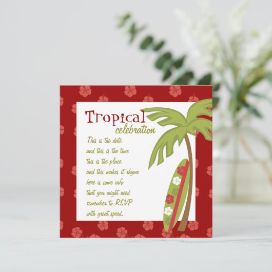 Hibiscus Surfboard Kaart (Staand voorkant)