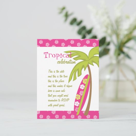 Hibiscus Surfboard Kaart (Staand voorkant)