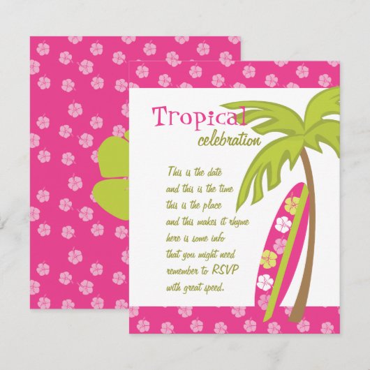 Hibiscus Surfboard Kaart (Voorkant / Achterkant)