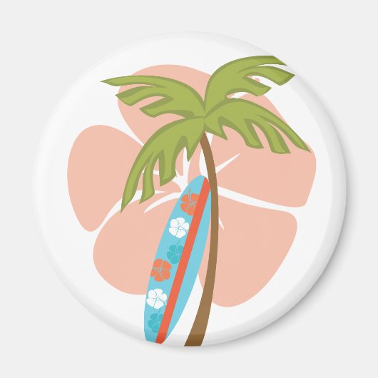 Hibiscus Surfboard Magneet (Voorkant)