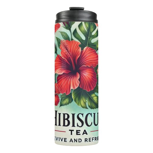 Hibiscus Tea Design AI kunst Thermosbeker (Voorkant)