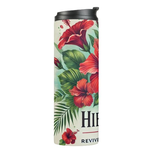 Hibiscus Tea Design AI kunst Thermosbeker (Gedraaid links)