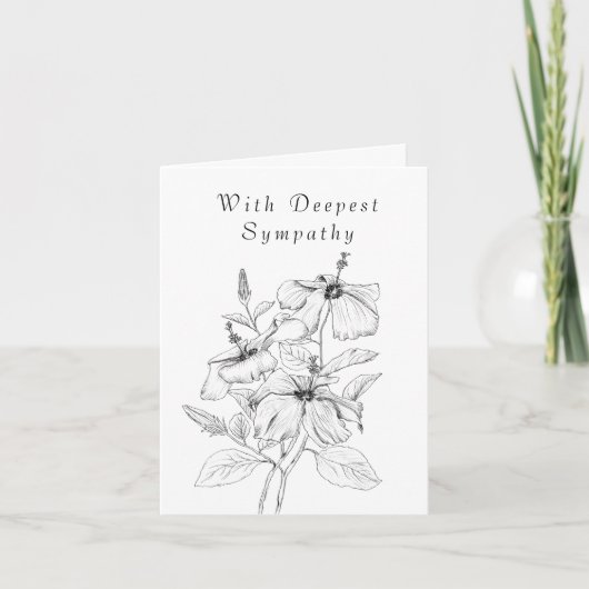 hibiscus tekening denken aan je sympathie kaart (Voorkant)