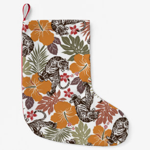 Hibiscus Tijger, exotisch patroon. Kleine Kerstsok