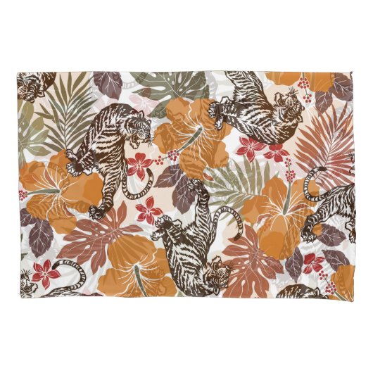 Hibiscus Tijger, exotisch patroon. Kussensloop (Voorkant)