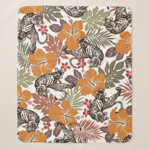 Hibiscus Tijger, exotisch patroon. Sherpa Deken