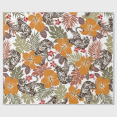 Hibiscus tijgerpatroon cadeaupapier (Vlak)