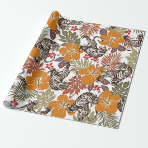 Hibiscus tijgerpatroon cadeaupapier
