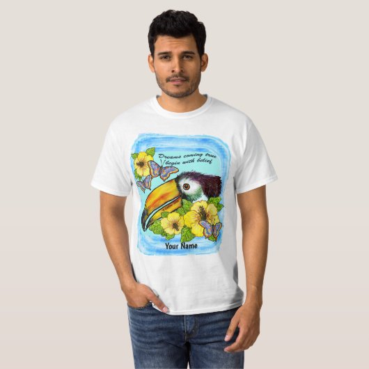 Hibiscus Toucan t-shirt (Voorkant volledig)