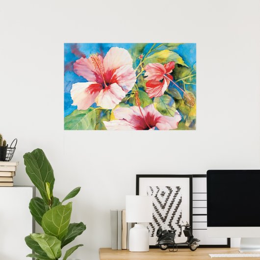 Hibiscus Triad Poster (Thuiskantoor)