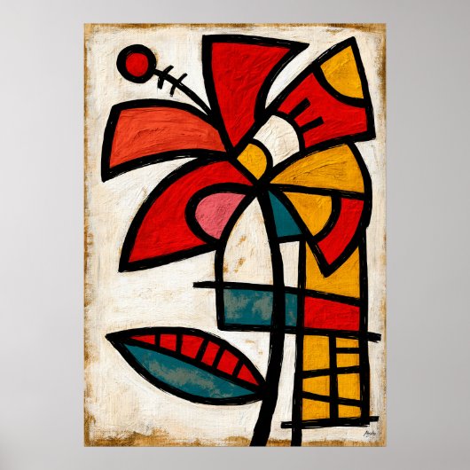 Hibiscus Tribale Abstractie Poster (Voorkant)