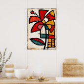 Hibiscus Tribale Abstractie Poster (Keuken)