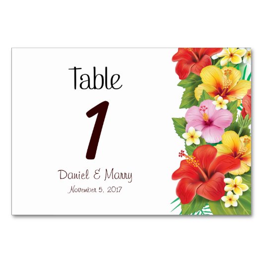 Hibiscus Tropical Beach bruiloft Table Card Kaart (Voorkant)
