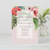 Hibiscus Tropical Bouquet Rehearsal Dinner Invite Kaart (Staand voorkant)