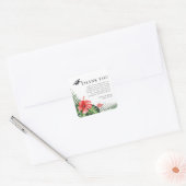 Hibiscus Tropical Custom Text Afstuderen Bedankt Vierkante Sticker (Envelop)