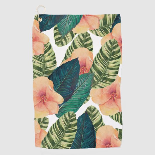 Hibiscus Tropical exotic White Golfhanddoek (Voorkant)