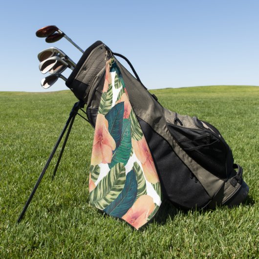 Hibiscus Tropical exotic White Golfhanddoek (Groen)