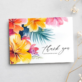 Hibiscus Tropical Floral Destination Wedding Bedankkaart