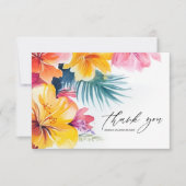 Hibiscus Tropical Floral Destination Wedding Bedankkaart (Voorkant)