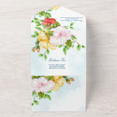 Hibiscus Tropical Floral Wedding All In One Uitnodiging (Buitenkant)