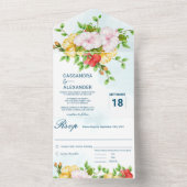 Hibiscus Tropical Floral Wedding All In One Uitnodiging (Binnen)
