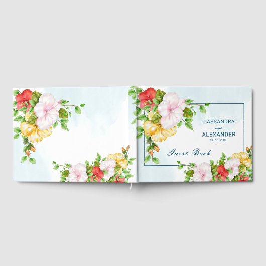 Hibiscus Tropical Floral Wedding Gastenboek (Volledig)