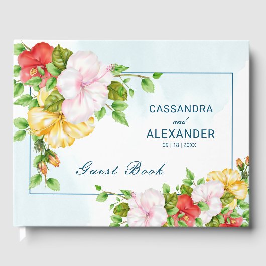 Hibiscus Tropical Floral Wedding Gastenboek (Voorkant)