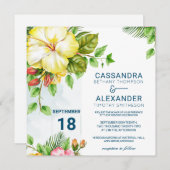 Hibiscus Tropical Floral Wedding Invitation Kaart (Voorkant / Achterkant)