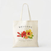 Hibiscus Tropical Floral Welcome Wedding Tote Bag (Voorkant)