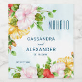 Hibiscus Tropical Floral Wijn Etiket (Enkel label)