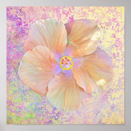 Hibiscus tropical flower iridescent look pink gold poster (Voorkant)