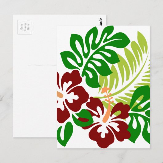 Hibiscus Tropical Flowers Briefkaart (Voorkant / Achterkant)
