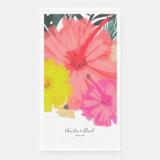 Hibiscus Tropical Hand Drawn Floral Wedding Servet (Voorkant)