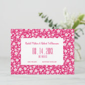 Hibiscus Tropical Hot Pink Weddenschap Save The Date (Staand voorkant)